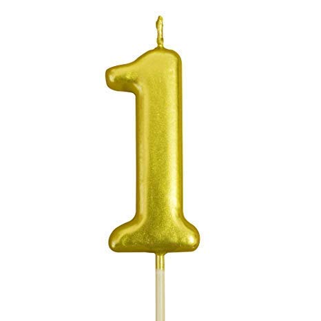 Number Chrome Candle 1 Gold