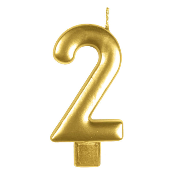 Number Chrome Candle 2 Gold