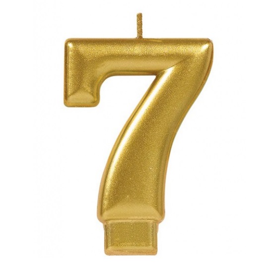 Number Chrome Candle 7 Gold