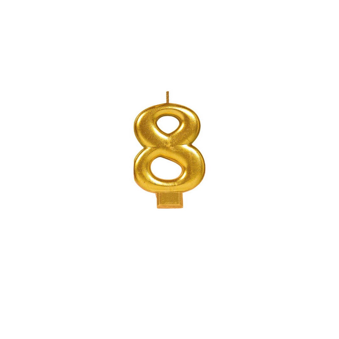 Number Chrome Candle 8 Gold