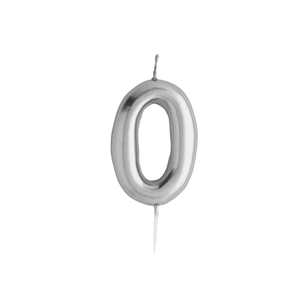 Number Chrome Candle 0 Silver