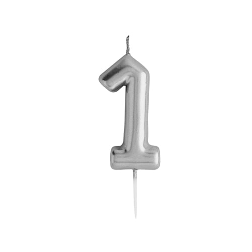Number Chrome Candle 1 Silver