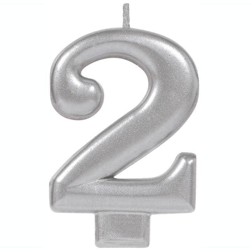 Number Chrome Candle 2 Silver
