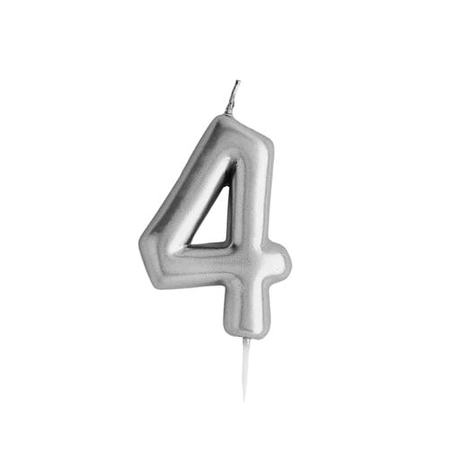 Number Chrome Candle 4 Silver