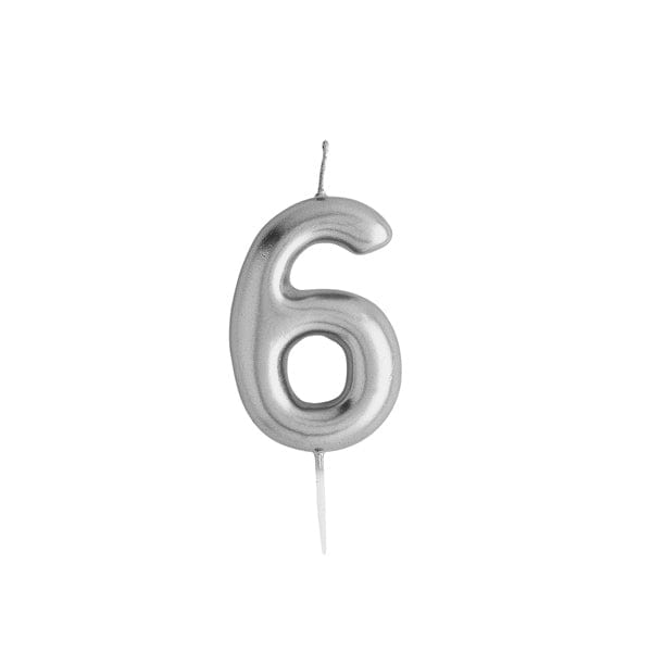 Number Chrome Candle 6 Silver