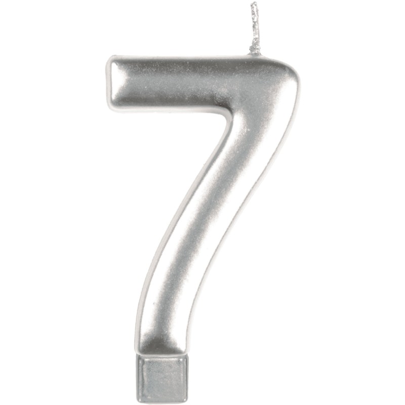 Number Chrome Candle 7 Silver