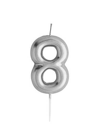 Number Chrome Candle 8 Silver