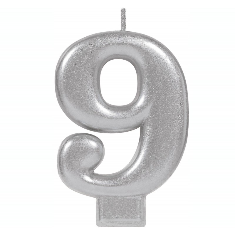 Number Chrome Candle 9 Silver